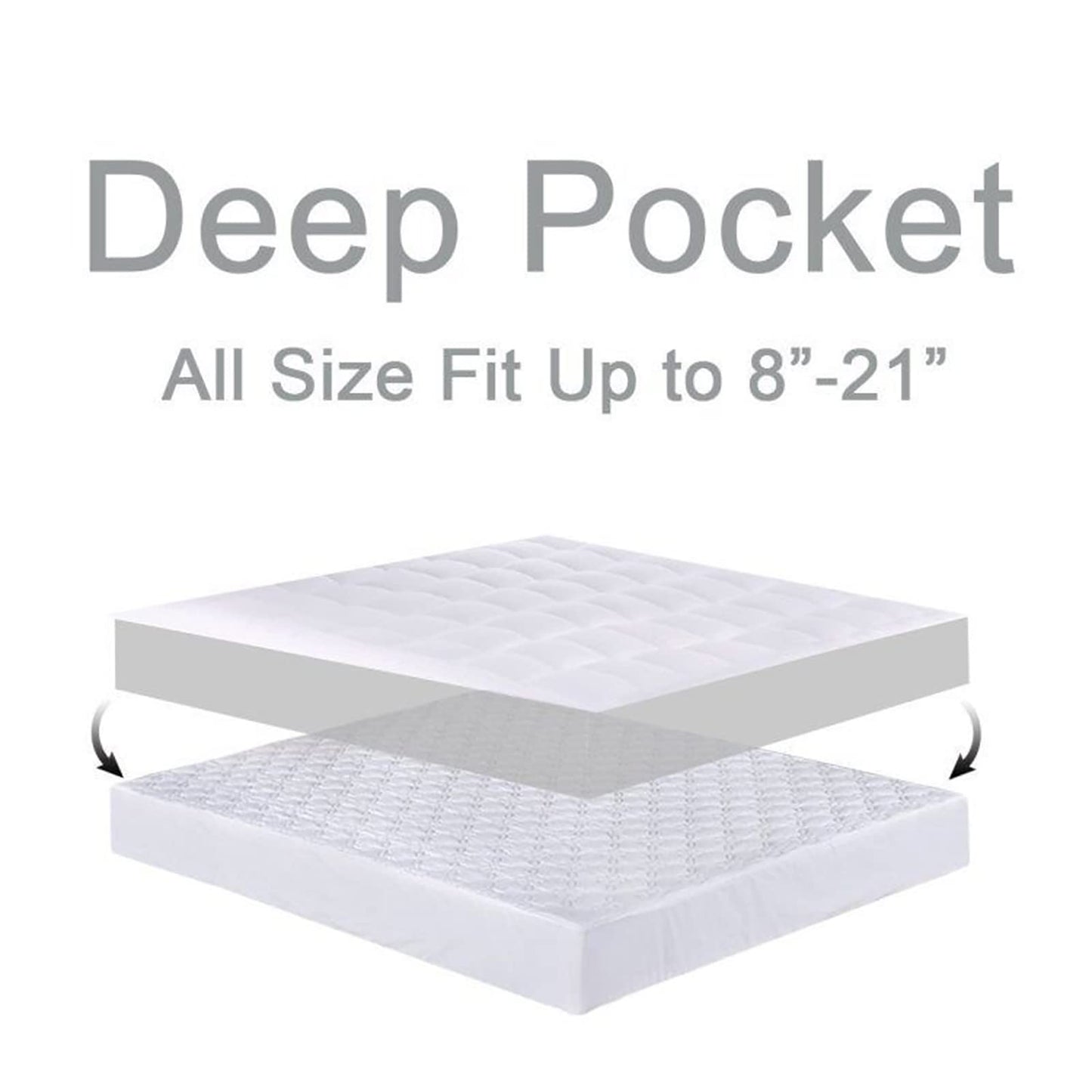 Mattress Topper Twin XL for Back Pain, Extra Thick Mattress Pad Cover, Plush Pillow Top, Deep Elastic Pocket, White