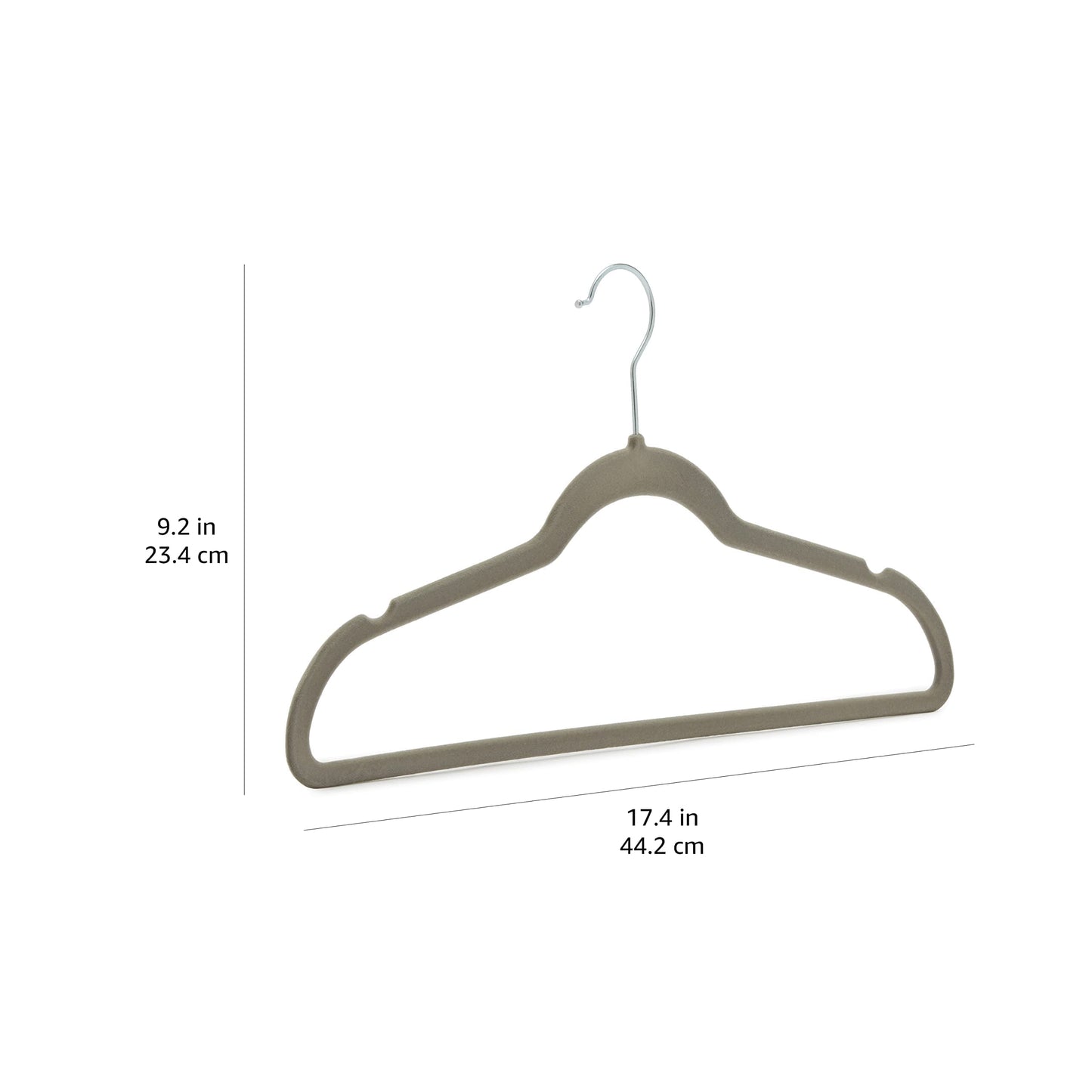 Amazon Basics Slim, Velvet, Non-Slip Suit Clothes Hangers, Gray/Silver - Pack of 50