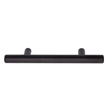 Amazon Basics Euro Bar Cabinet Handle (1/2-inch Diameter), 5.38 in Length (3 in Hole Center), Flat Black, Pack of 10, AB1500-FB-10