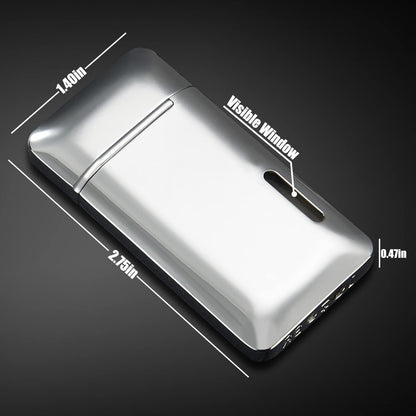 Futlidys 2 Pack Mini Torch Lighter Butane Refillable, Double Flame Butane Lighter with Visible Window, Adjustable Jet Lighter, Great Gifts for Men and Women, Without Gas (Silver)