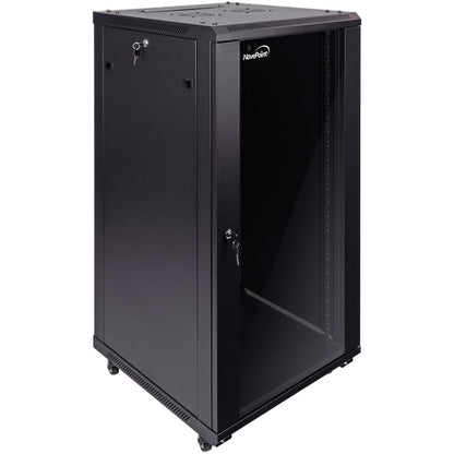NavePoint 22U Server Cabinet Wall Mount Rack Enclosure with Caster Wheels, 2 Fans, Locking Glass Door, Removable Side Panels – 22U Network Cabinet 23.6” Deep, 19” Server Rack for A/V Equipment