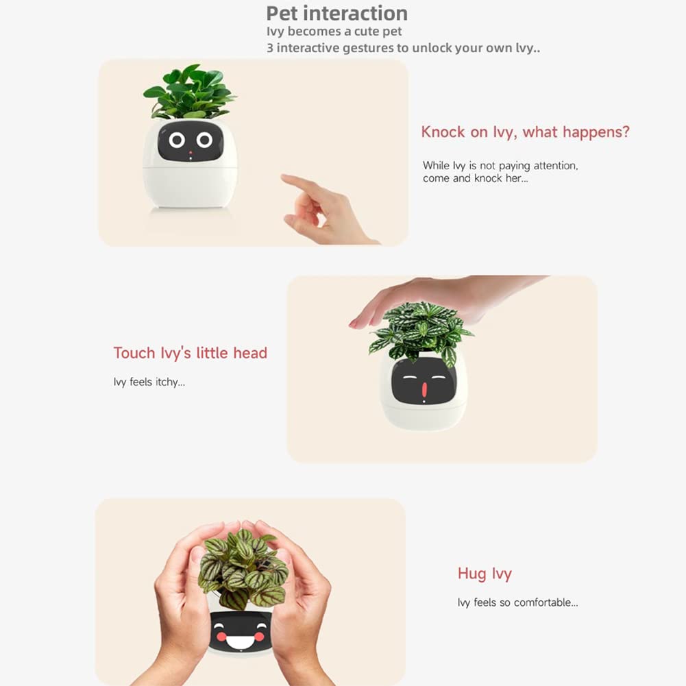 Itigoitie Smart Flowerpots,Smart Pet Planter,Ai Planter,Intelligent Flowerpots,Multiple Expressions,7 Smart Sensors, and Ai Chips Make Raising Plants Easy and Fun for Living Room,Plant-Free(Pink)
