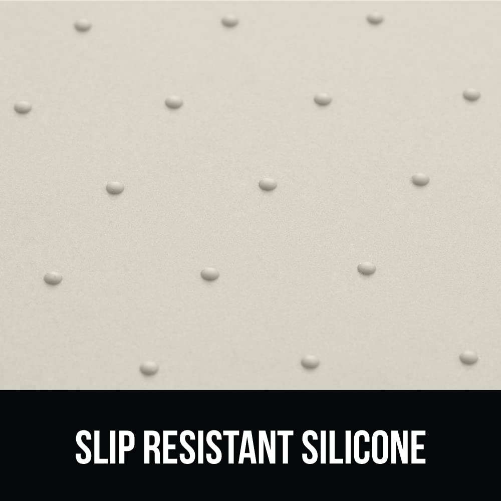 GORILLA GRIP 100% Waterproof Raised Edge BPA Free Silicone Pet Feeding Mat, Dog Cat Food Mats Contain Spills Protects Floors, Placemats for Cats and Dogs Water Bowl, Pets Accessories 16x10, Cream