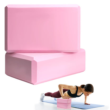 2 Pcs Yoga Blocks, 9"x6"x3" Foam Blocks Yoga Props for Pilates Stretching and Meditation Exercise Blocks Lightweight Yoga Essentials (Pink, normal)