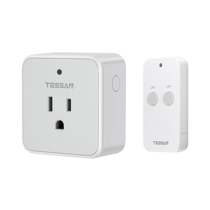 Remote Control Outlet, TESSAN Wireless Light Switch, On Off Switch Plug for Lights, Lamps, Fans, Household Appliances, 100ft RF Range, 15A/1875W(1 Remote + 1 Outlet)