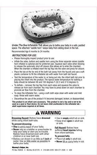 Mommy's Helper | Inflatable Under The Sea Baby Bathtub, Collapsible Safe Baby Bath Tub with Anti-Sliding Saddle Horn Seat, Must Have Travel Toddler Bath, Portable Bathtub Recommended Months 6 to 24