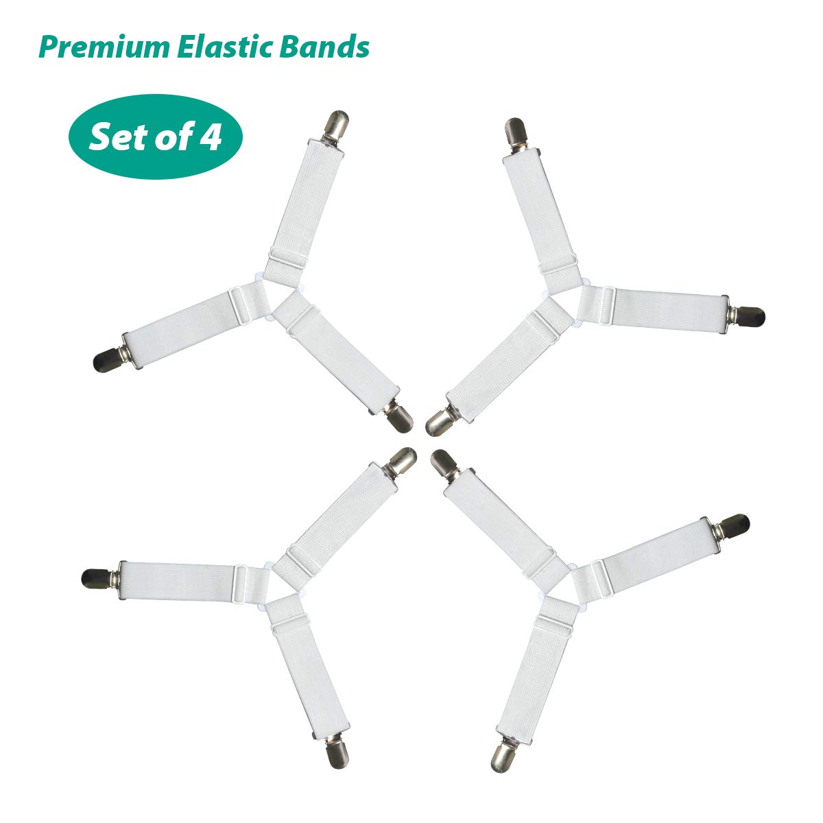 RayTour Bed Sheet Holder Straps Fitted Sheet Keepers Bedsheet Holders Fasteners - Elastic Adjustable Bedsheet Holders for a Wrinkle Bed Sheet