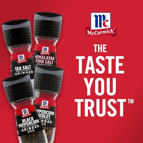 McCormick Salt & Pepper Grinder Variety Pack, Himalayan Pink Salt, Sea Salt, Black Peppercorn, and Peppercorn Medley, 6.47 oz