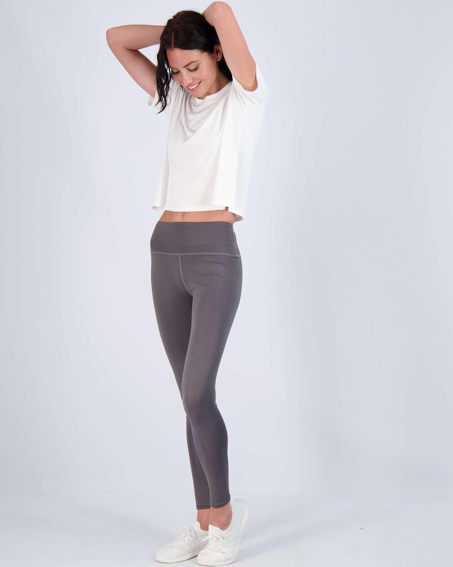 Real Essentials 5 Pack: Women's Dry Fit Crop Top - Short Sleeve Crew Neck Stretch Athletic Tee (Available in Plus Size) - Set 3, M