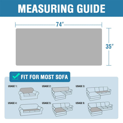 H.VERSAILTEX Plush Chenille Dog Bed Cover Thick Soft Sofa Cover for 3 Cushion Couch Anti Slip Couch Cover Furniture Protector for Dog, Pet, Cat (35" x 74", Ivory)