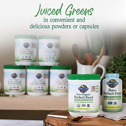 Garden of Life Raw Organic Perfect Food Green Superfood Juiced Greens Powder - Original Stevia-Free, 30 Servings, Non-GMO, Gluten Free Whole Food Dietary Supplement, Alkalize, Detoxify, Energize