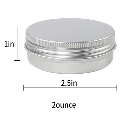 Moretoes 48 Pack 2 Oz Metal Round Tins Aluminum Tin Cans Containers with Screw Lid for Salve, Spices or Candies