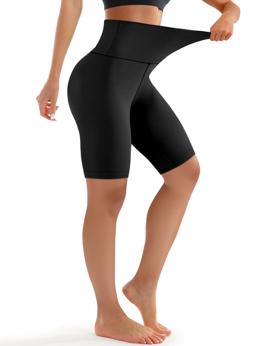 High Waisted Biker Shorts for Women - 8" Tummy Control, Ultra-Comfort for Workouts, Yoga & Daily Wear Black