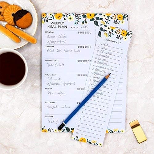 Minimalmart Weekly Magnetic Meal Planner Notepad - Food Planning Organizer and Grocery List Pad, Premium 52 Pages, with Tear Away Perforated Shopping List