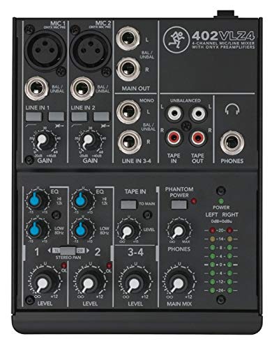 Mackie 402VLZ4, 4-channel Ultra Compact Mixer with High Quality Onyx Preamps