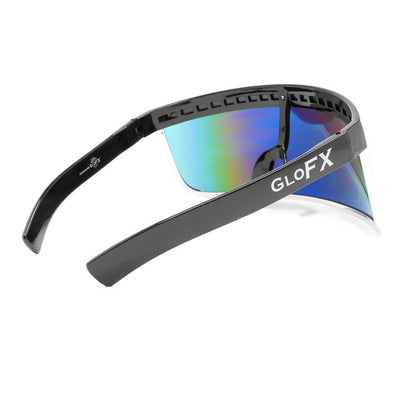 GloFX Rainbow Mirror Diffraction Visor Glasses – Cyberpunk Festival Essentials for Rave Outfits, Light Shows, Festivals & UV Protection, Must-Have Rave Accessories