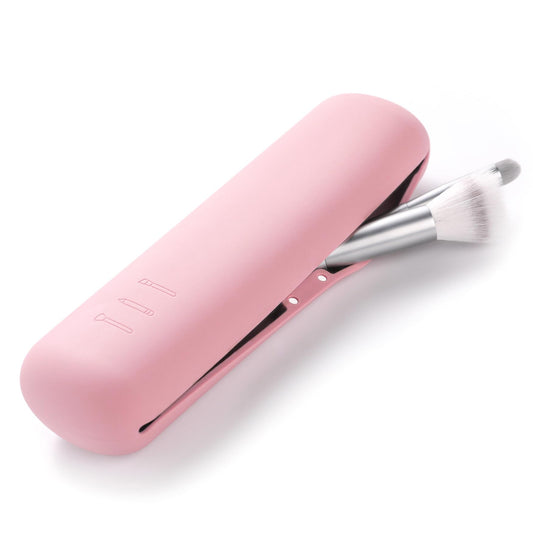 FERYES Large Travel Makeup Brush Holder, Magnetic Anti-fall Out Silicon Portable Cosmetic Face Brushes Holder, Soft and Sleek Makeup Tools Organizer for Travel- (8.27 * 2.36 * 1.57)
