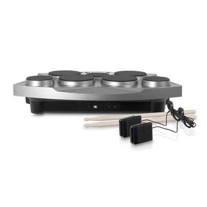 Pyle Pro Electronic Drum kit - Portable Electric Tabletop Drum Set Machine with Digital Panel, 7 Drum Pad, Hi-Hat / Kick Bass Pedal Controller USB AUX -Tom Toms, Hi-Hat, Snare Drums, Cymbals - PTED06