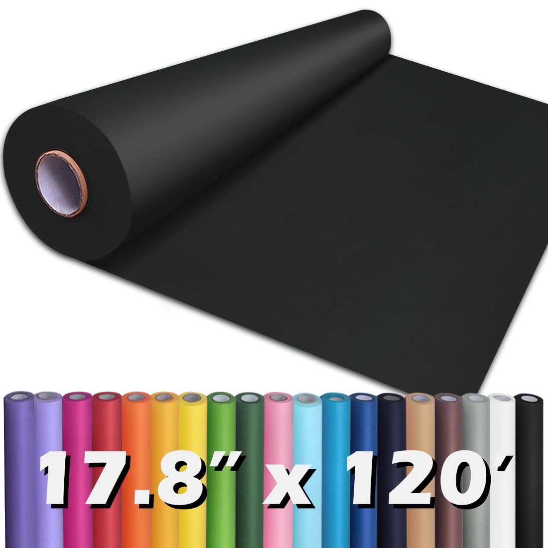 PerkHomy 17.8" x 1,440" (120') Black Kraft Paper Roll for Craft Bulletin Board Paper Art Table Covering Crafting Gift Wrapping Bouquet Packing Parcel 80GSM 55LB (Black, 17.8" x 120')