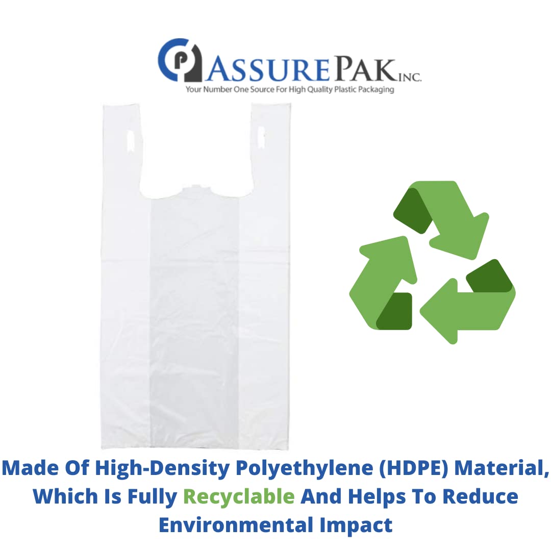 Plastic Bag-Standard White Plain T-Shirt Bag 11.5"x6.5"x21.5" 15 mic - 1000 bags/case