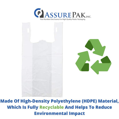 Plastic Bag-Standard White Plain T-Shirt Bag 11.5"x6.5"x21.5" 15 mic - 1000 bags/case