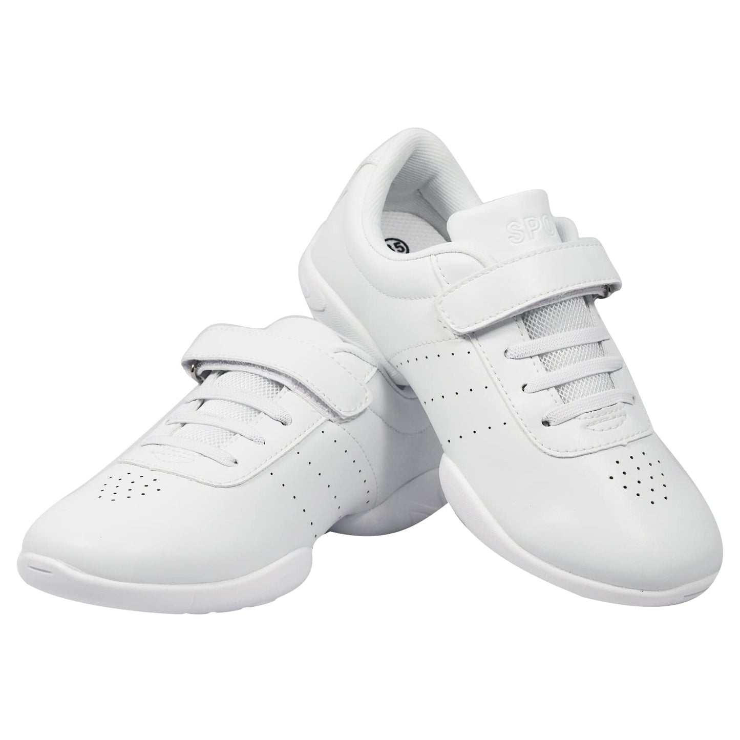 LANDHIKER Girls Cheer Shoes White Kids Cheer Sneakers Fashion Sports Training Athletic Comfortable Lightweight Breathable Tennis Shoes Flats Size