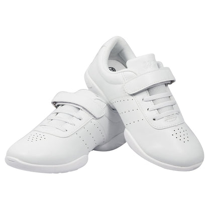 LANDHIKER Girls Cheer Shoes White Kids Cheer Sneakers Fashion Sports Training Athletic Comfortable Lightweight Breathable Tennis Shoes Flats Size