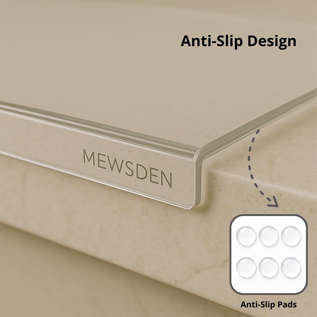 Acrylic Cutting Board with Counter Lip, Clear Cutting Boards for Countertop Protector, Non-Slip Cutting Board for Kitchen Counter, Aesthetic Kitchen Decor Gadgets House Warming Gifts(16.1"x12.5")