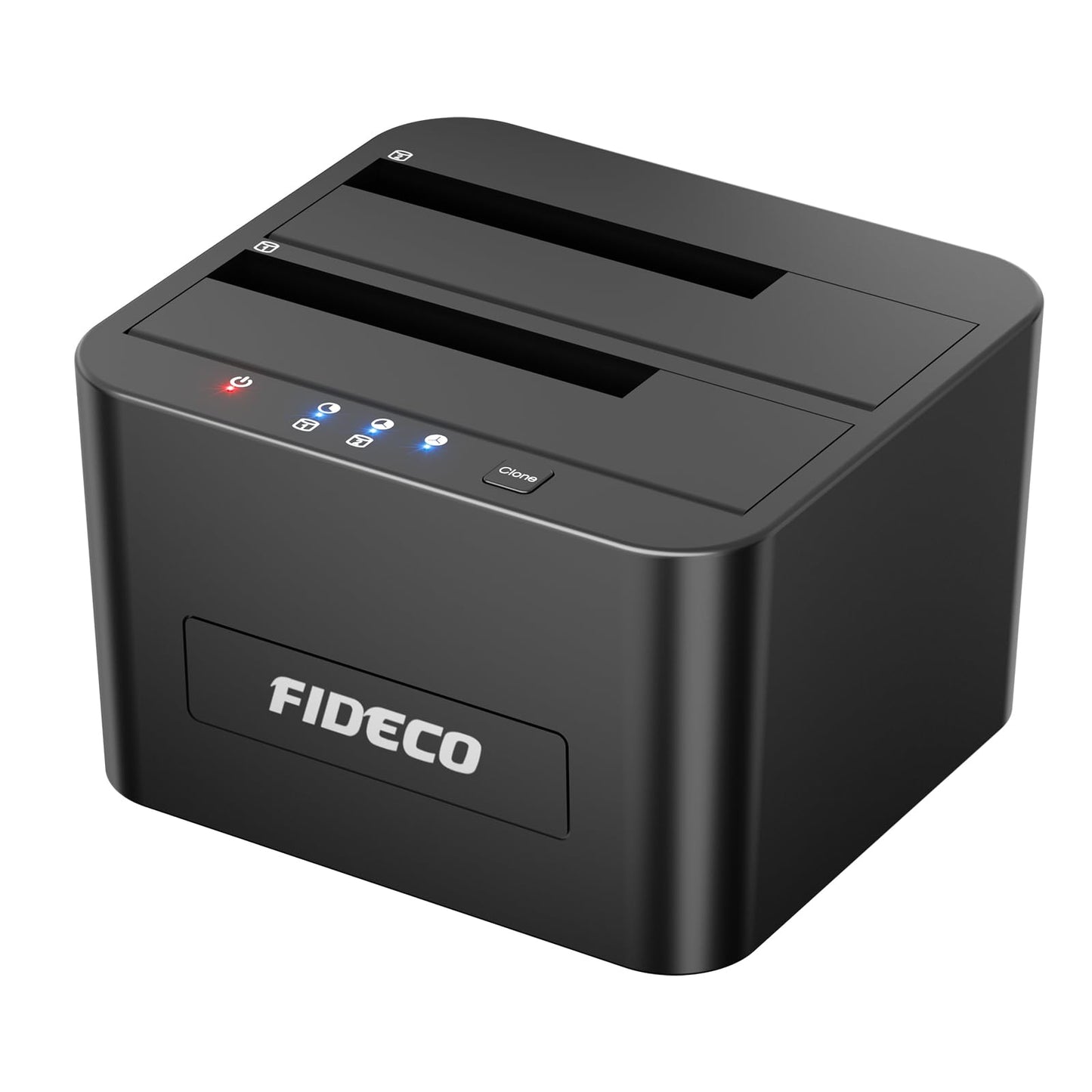 FIDECO External Hard Drive Docking Station, Hard Drive Dock for 2.5 and 3.5 inch SATA HDD SSD, HDD Docking Station with Dual Bay, USB 3.0 Hard Drive Reader, Support Offline Clone and UASP