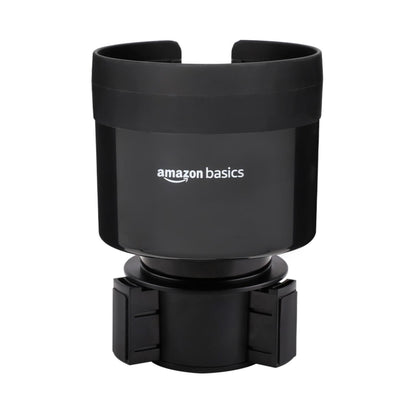 Amazon Basics Car Cup Holder Expander with Adjustable Base, Fits Large Bottles 3.4 to 3.8 in Diameter, Securely Holds Yeti, Hydro Flask and More, Black