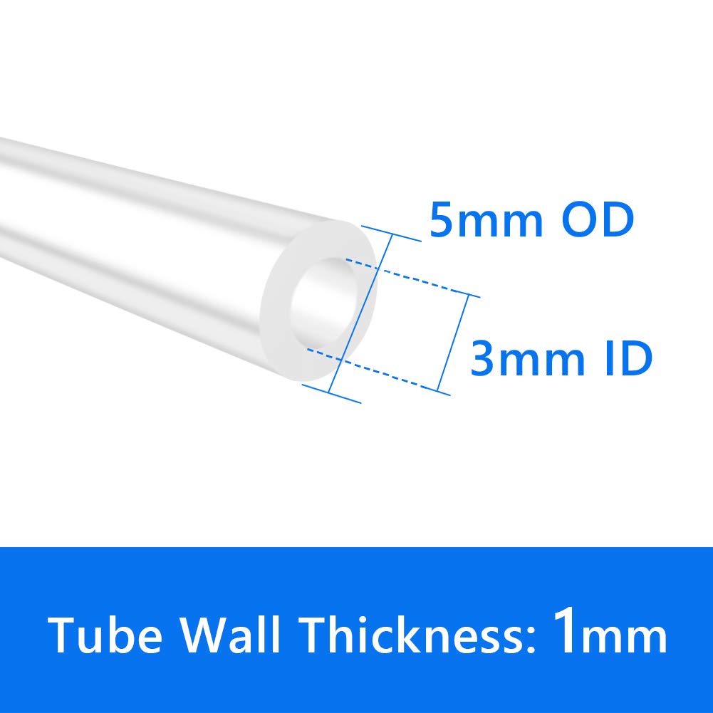 Quickun Pure Silicone Tubing, 3mm ID x 5mm OD High Temp Food Grade Tube Pure Silicone Hose Tube for Home Brewing, Beer Line, Kegerator, Wine Making, Aquaponics, Air Hose by Proper Pour (9.84 Ft)