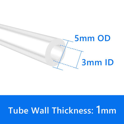 Quickun Pure Silicone Tubing, 3mm ID x 5mm OD High Temp Food Grade Tube Pure Silicone Hose Tube for Home Brewing, Beer Line, Kegerator, Wine Making, Aquaponics, Air Hose by Proper Pour (9.84 Ft)