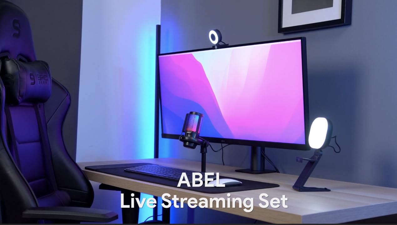 Live Streaming Kit- Perfect for Streaming Video Games on Twitch, YouTube, Podcasts and Working from Home. includes 1920x1080p Webcam, Professional USB Microphone, and One LED Multi-Color Light