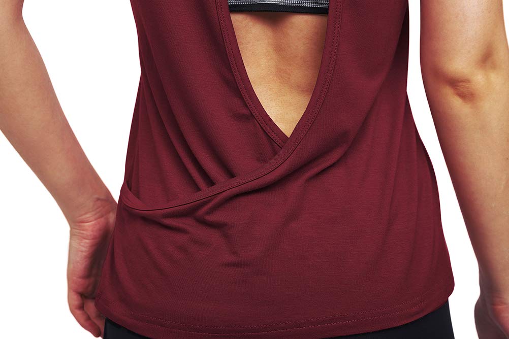 Mippo Workout Tops for Women Workout Tanks Backless Yoga Tops Muscle Exercise Athletic Tank Tops Loose Fit Summer Workout Gym Clothes for Women Wine Red S