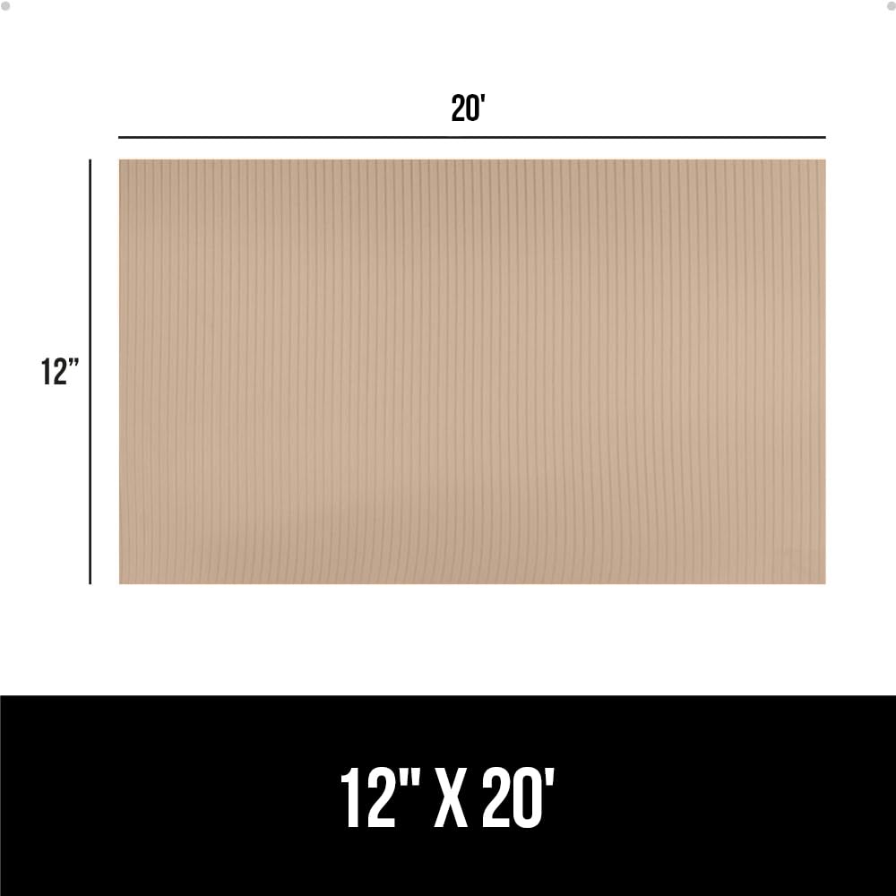 GORILLA GRIP DuraGuard Shelf Liner, Non-Adhesive Cabinet Liners for Kitchen Drawers, Shelves, Refrigerator, Pantry Storage, Bathroom Closet, Durable Waterproof BPA Free Ribbed Plastic, 12x20 Beige