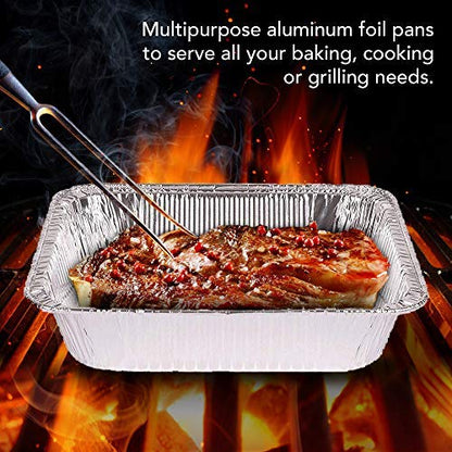 Aluminum 9x13 Disposable Foil (30 Pack) – Half Size Deep Steam Table for Cooking, Heating, Storing, Prepping Food