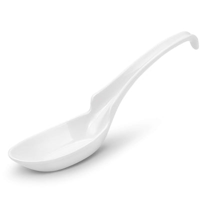 Hiware 12-piece Asian Soup Spoons, Rice Spoons, Chinese Won Ton Soup Spoon - Notch and Hook Style, White
