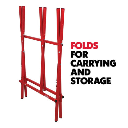 Oregon Steel Log Saw Horse, Foldable & Adjustable Sawbuck, 10 Inch Log Capacity, Folding Wood Cutting Stand, for Logging, Splitting & Firewood (584145)