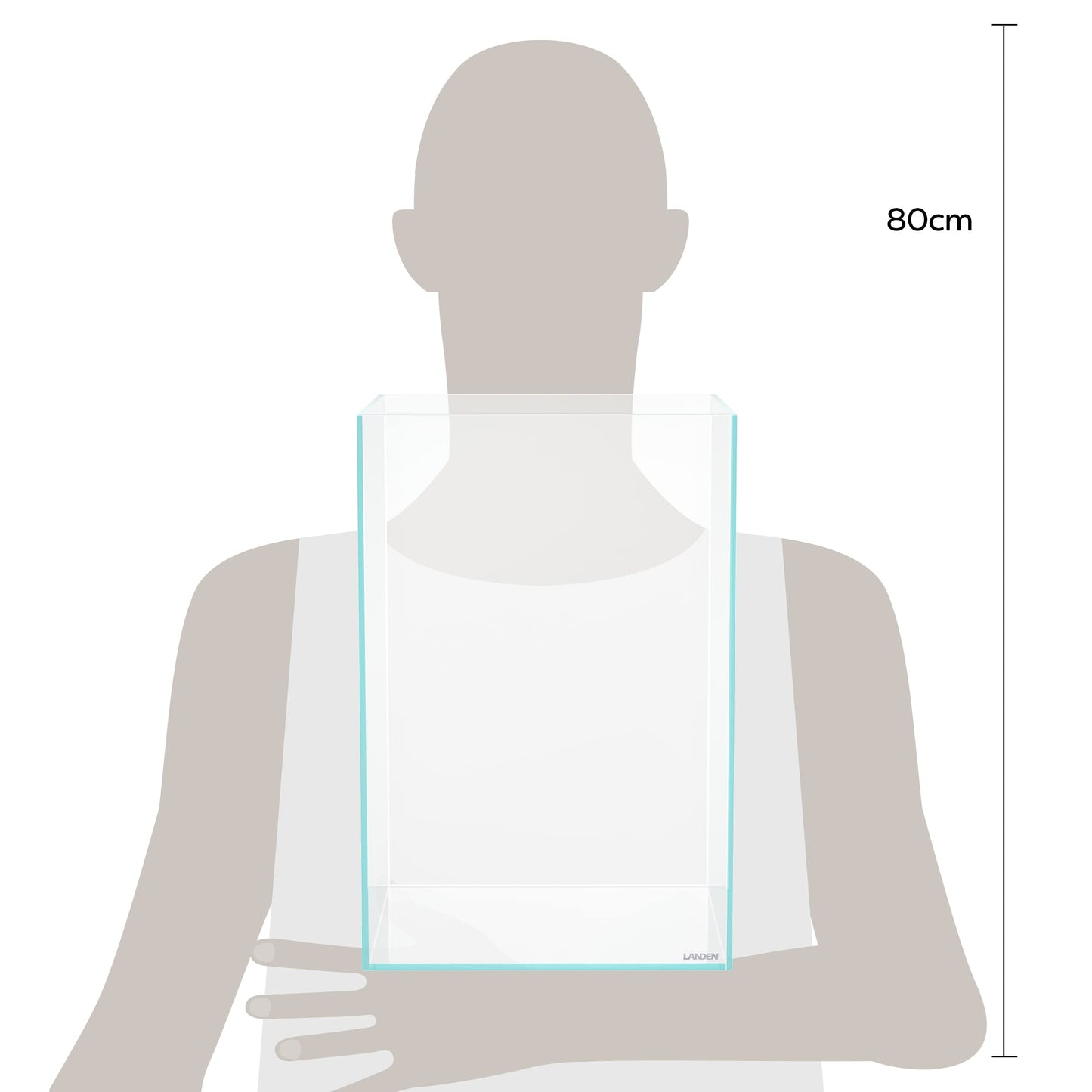 LANDEN Tall Tank, Rimless Low Iron Tank 10GAL 11.8" L × 11.8" W × 17.7" H (30X30X45) cm Small Aquascape Fish Tank, Vertical Aquascape Tank, Black Leveling Mat Included