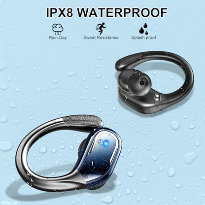 Ltinist Wireless Earbuds, 75hrs Bluetooth 5.4 Headphone Sport, 2025 Bluetooth Earbuds Deep Bass Over Ear Buds with Earhooks, ENC Noise Cancelling Earphone Mic, IPX8 Waterproof for Workout/Running/Gym