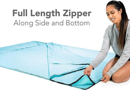 Pike Trail Sleeping Bag Liner – Travel and Camping Sheet, Lightweight and Compact Insert with Full Length Zipper and Guarantee (White Cloud, X-Large, 86 in. L x 63 in. W King Size Bed)