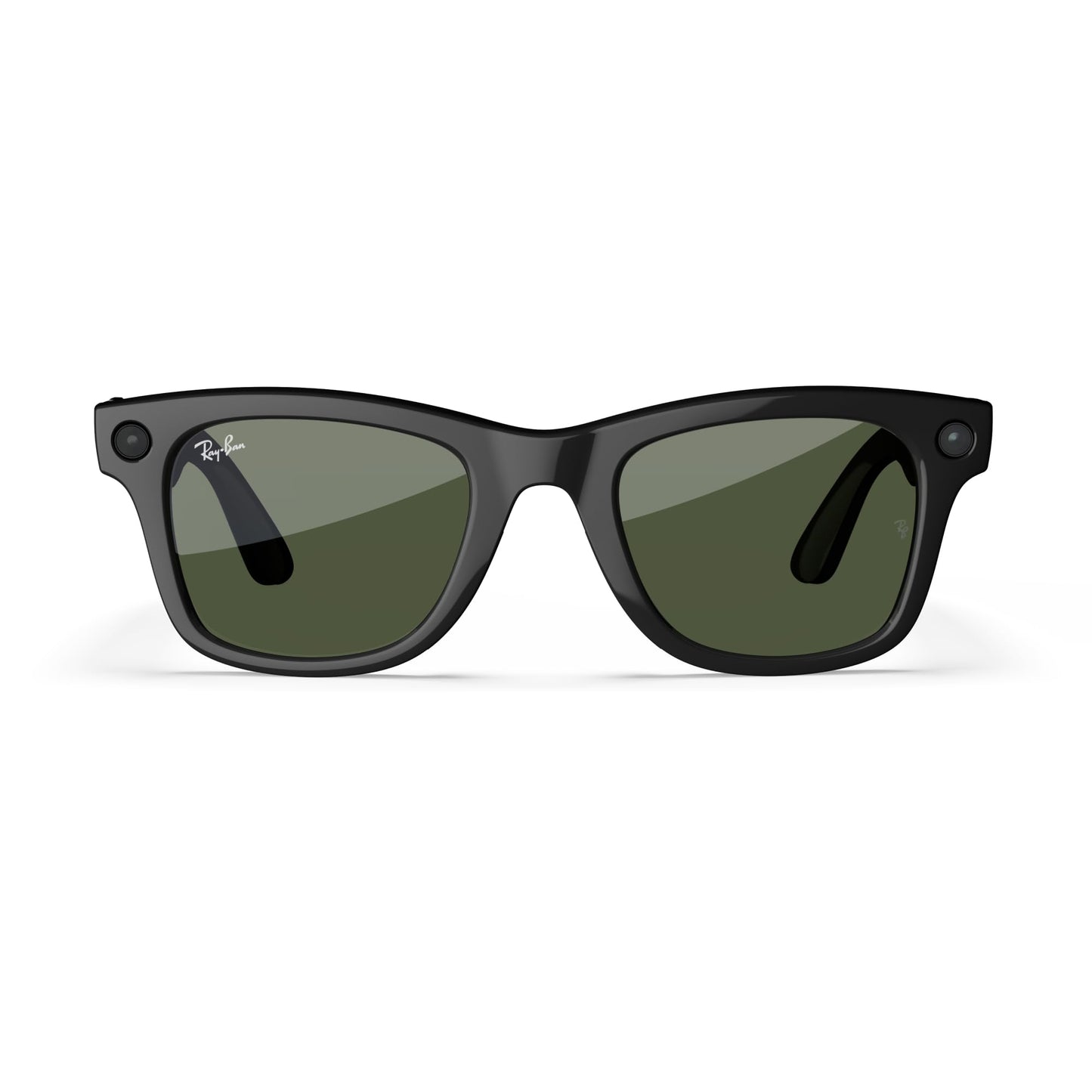 Meta Wayfarer Square Sunglasses, Shiny Black / G15 Green, Regular