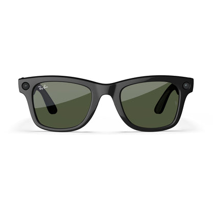 Meta Wayfarer Square Sunglasses, Shiny Black / G15 Green, Regular