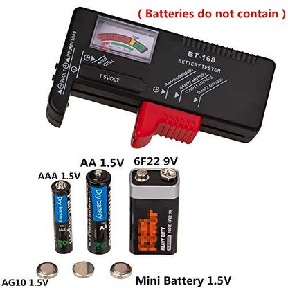Pgzsy 2 Pack Battery Tester, Universal Battery Checker for AA / AAA / C / D / 9V / 1.5V Button Cell Batteries
