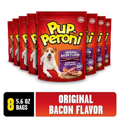 Pup-Peroni Dog Treats, Original Bacon Flavor, 5.6 Ounce (Pack of 8), Made with Real Bacon