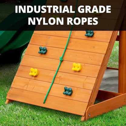 Gorilla Playsets 01-1069-Y Outing Wood Swing Set with Wood Roof and Monkey Bars - Yellow Slide, Amber