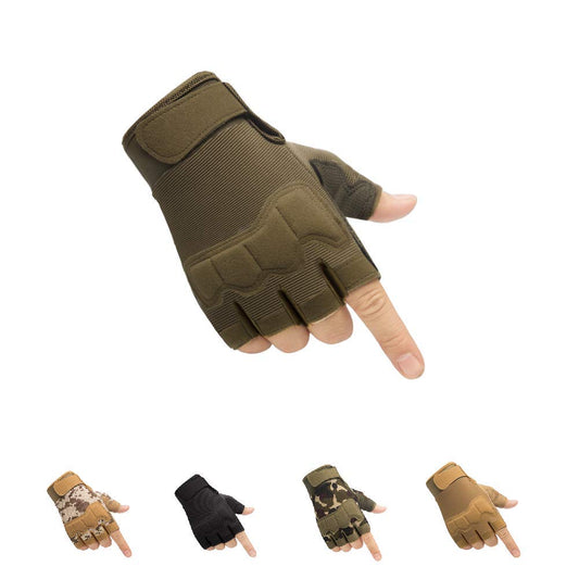 HYCOPROT Fingerless Gloves, Knuckle Protective Breathable Lightweight Outdoor Gloves for Shooting, Hunting, Motorcycling, Climbing (M, Green)