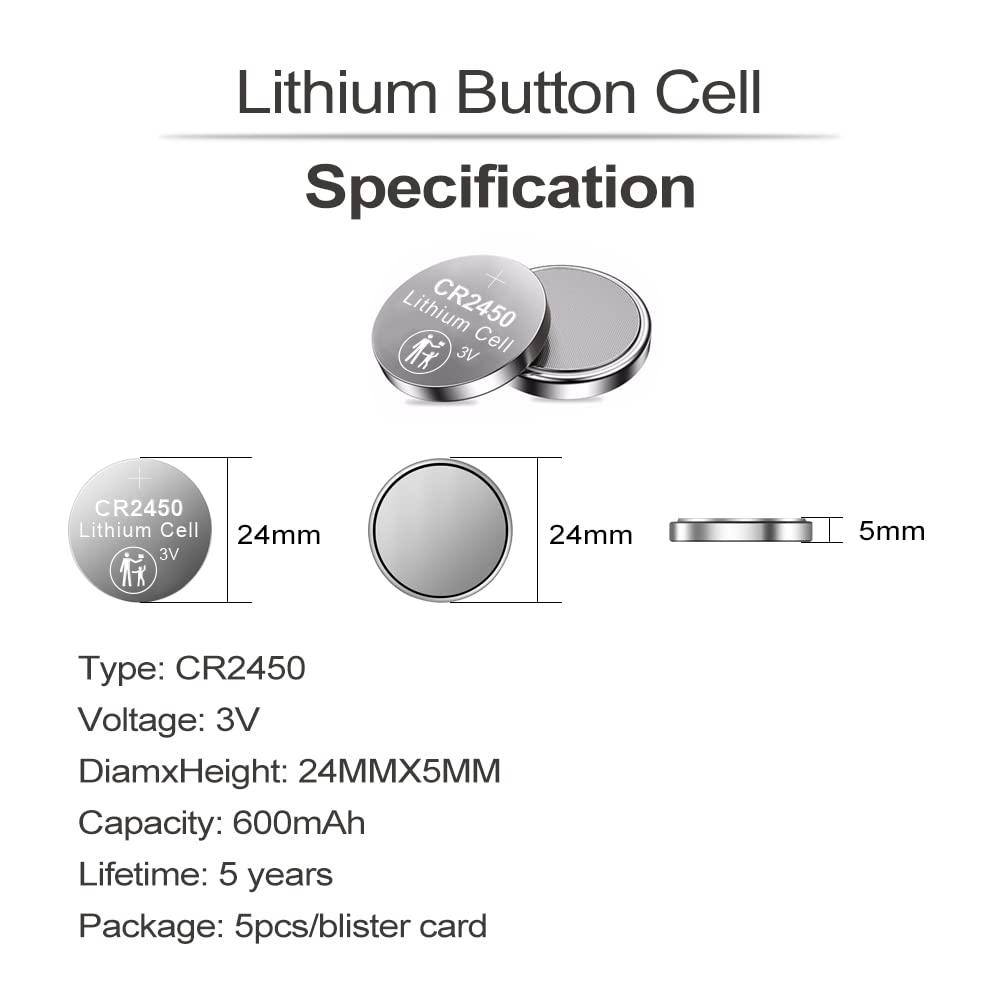 PGSONIC 20 Pack CR2450 3V Lithium Coin Battery