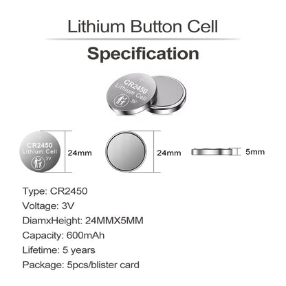 PGSONIC 20 Pack CR2450 3V Lithium Coin Battery