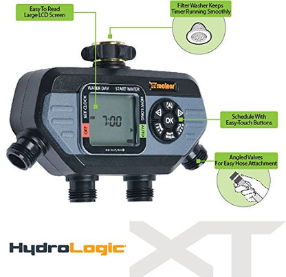 Melnor 65038-AMZ HydroLogic 4-Zone Digital Water Timer with 5 Stainless Steel Filter Washers Set, Amazon Bundle